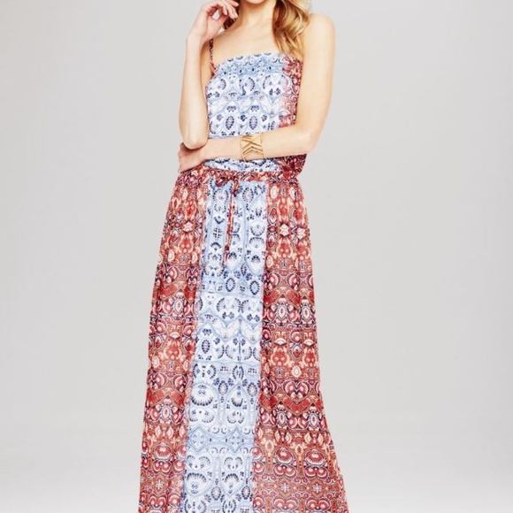 VINCE CAMUTO MOROCCAN TILE PAISLEY MAXI DRESS - Picture 1 of 4